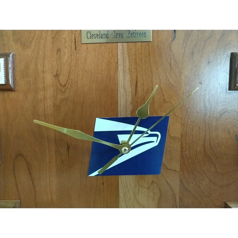 Handmade Wood USPS Post Office Wall Clock Postage Stamp Art Retirement Gift